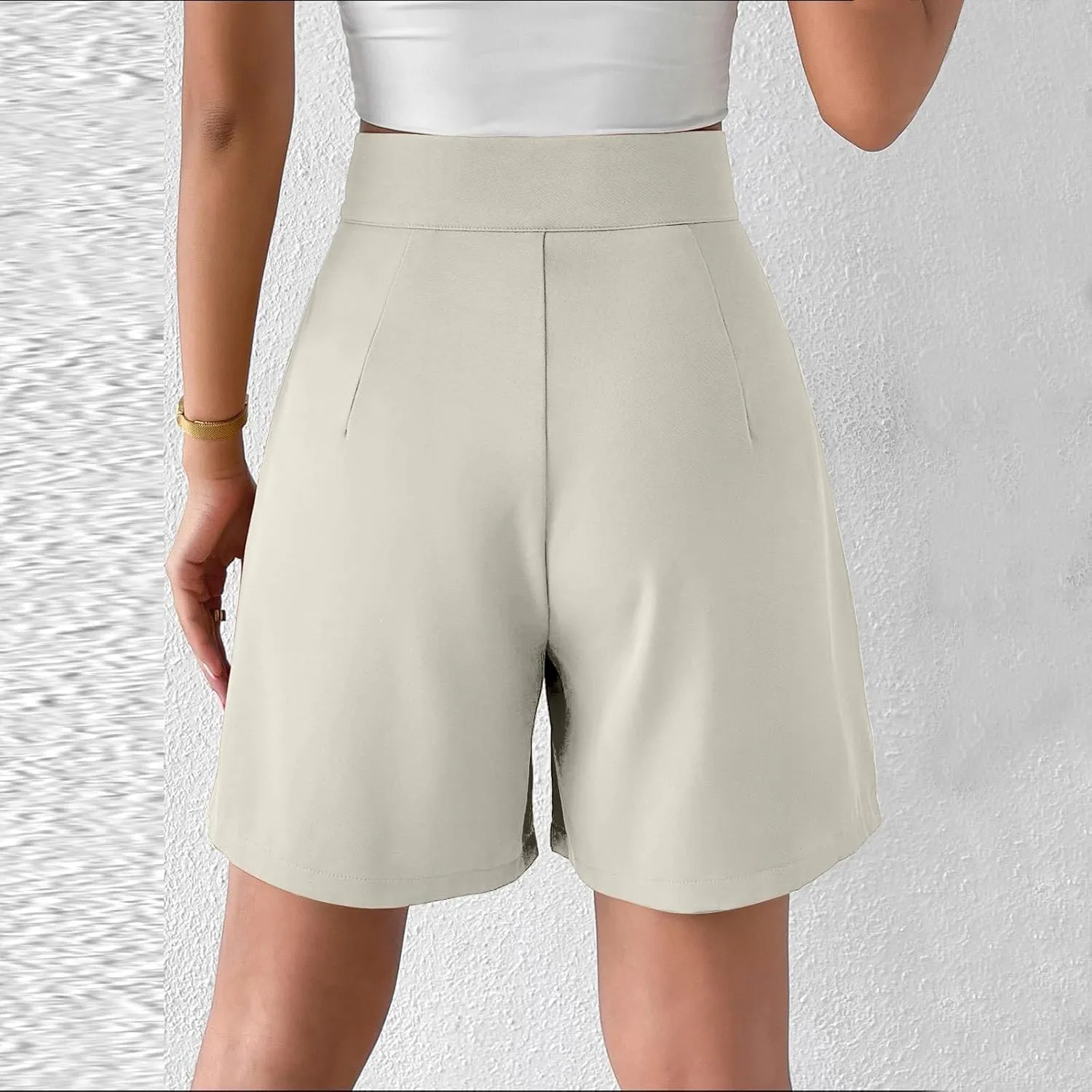Womens High-Waisted Pleated Shorts Stylish Casual Plus Size Loose Wide Leg Short Trendy Lounge Wide-Leg Bermuda Pants