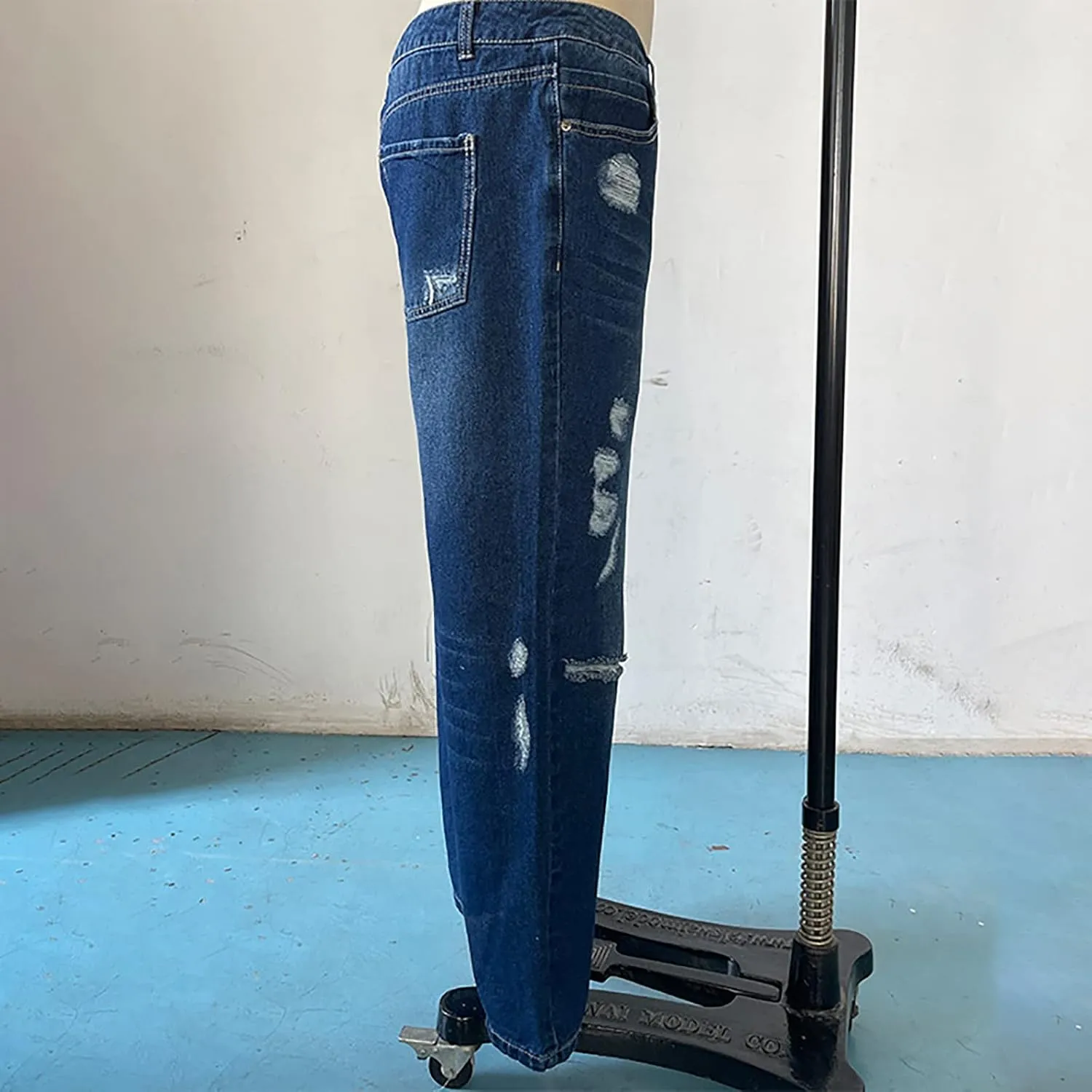 Women's High-Waisted Ripped Jeans Fashionable Distressed Gradient Casual Denim Pant Street Hip Hop Trendy Streetwears