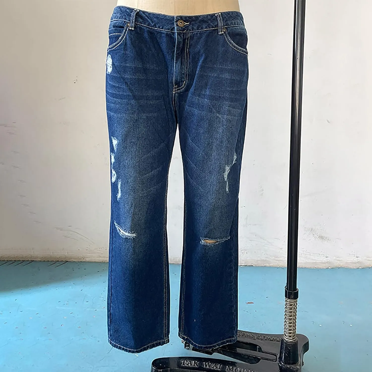 Women's High-Waisted Ripped Jeans Fashionable Distressed Gradient Casual Denim Pant Street Hip Hop Trendy Streetwears