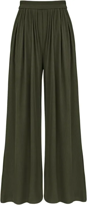 Womens High Waisted Wide Leg Linen Pants Plus Size Stylish Casual Loose Trouser Beach Vacation Boho Flowy Lounge Pant
