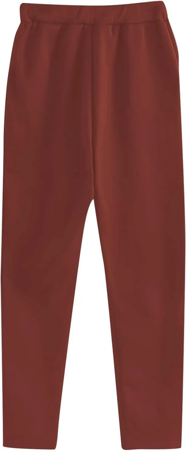 Womens Jogger Casual Sweatpants Trendy High Waisted Active Sport Workout Drawstring Pants Solid Color Lounge Trousers