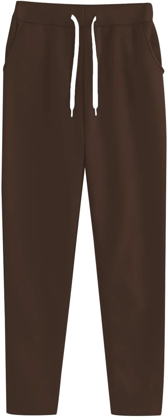 Womens Jogger Casual Sweatpants Trendy High Waisted Active Sport Workout Drawstring Pants Solid Color Lounge Trousers