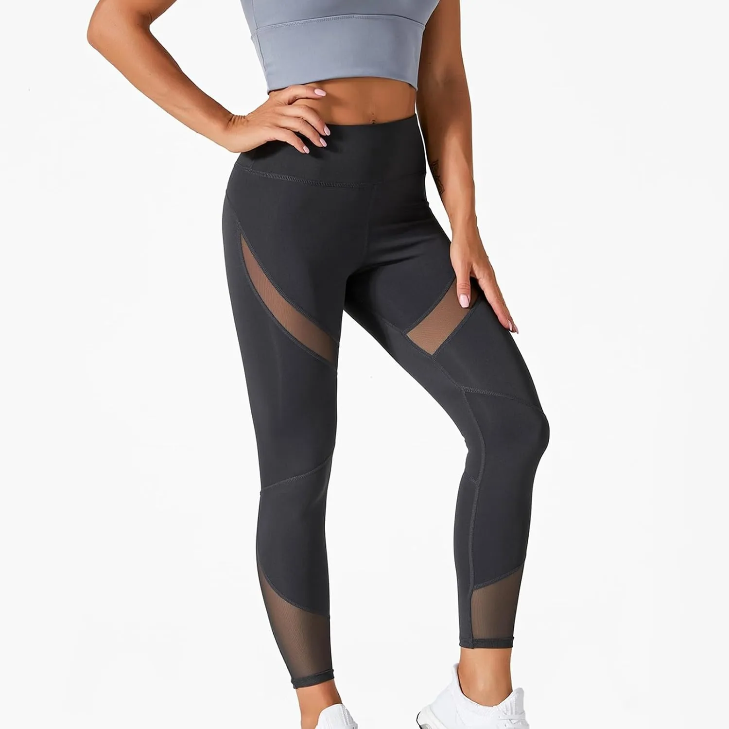 Women's Knit Breathable Yoga Pants Trendy Slim Tight Height Waist Gym Fitness Leggings Park Jogging Casual Sweatpants