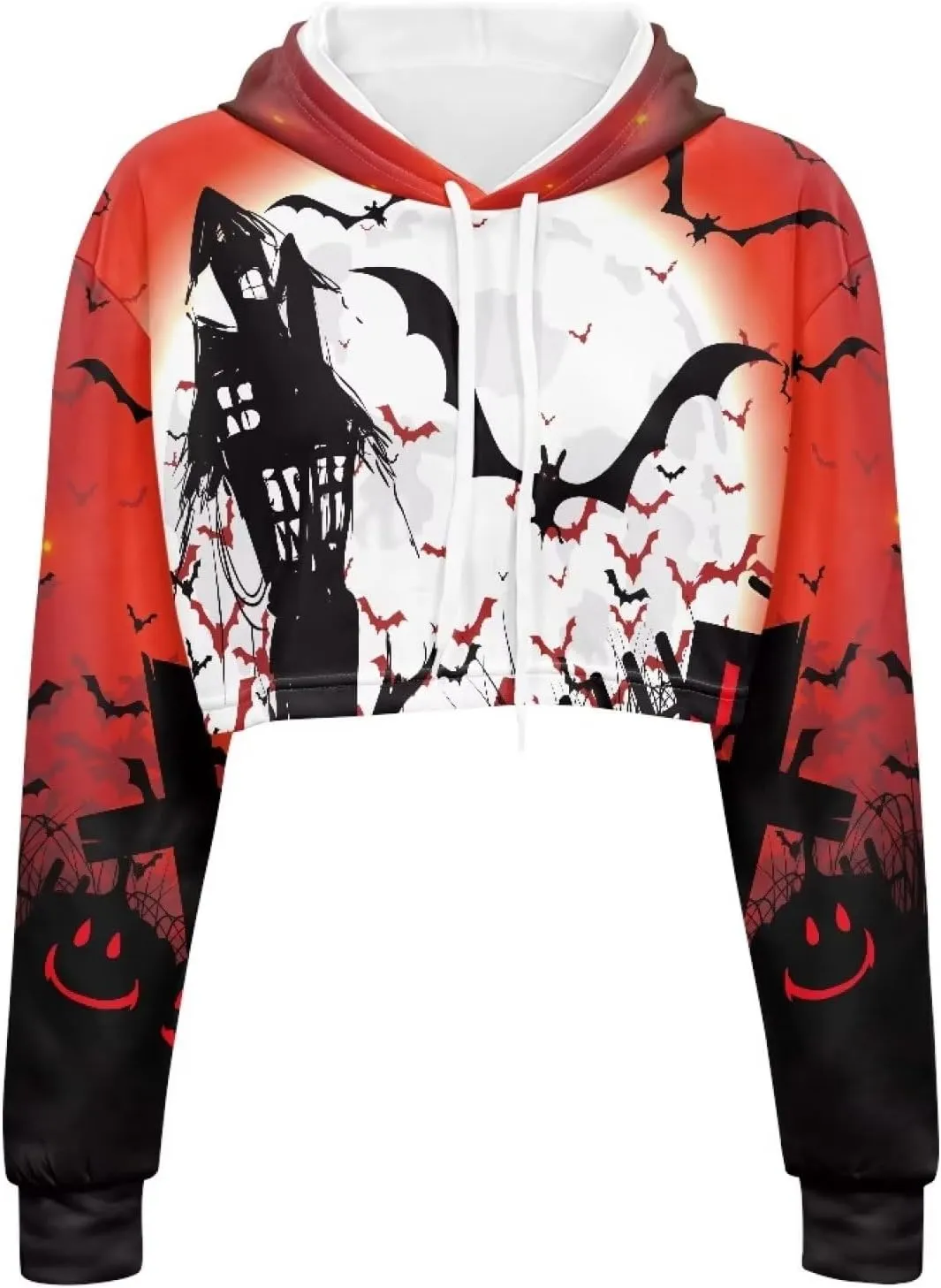 Womens Long Sleeve Crop Top Hoodies Drawstring Crop Top Sweatshirts for Teen Girls