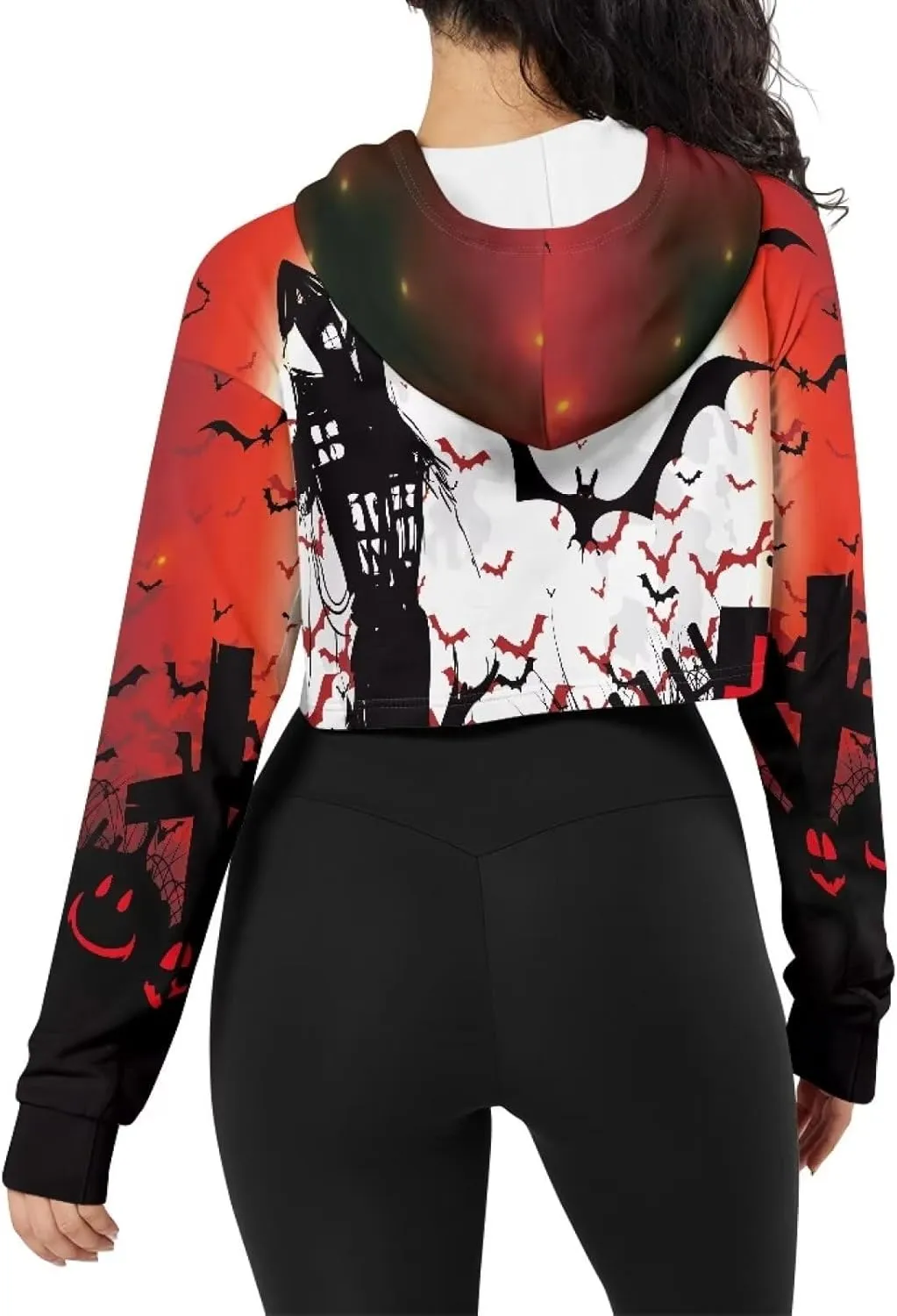 Womens Long Sleeve Crop Top Hoodies Drawstring Crop Top Sweatshirts for Teen Girls