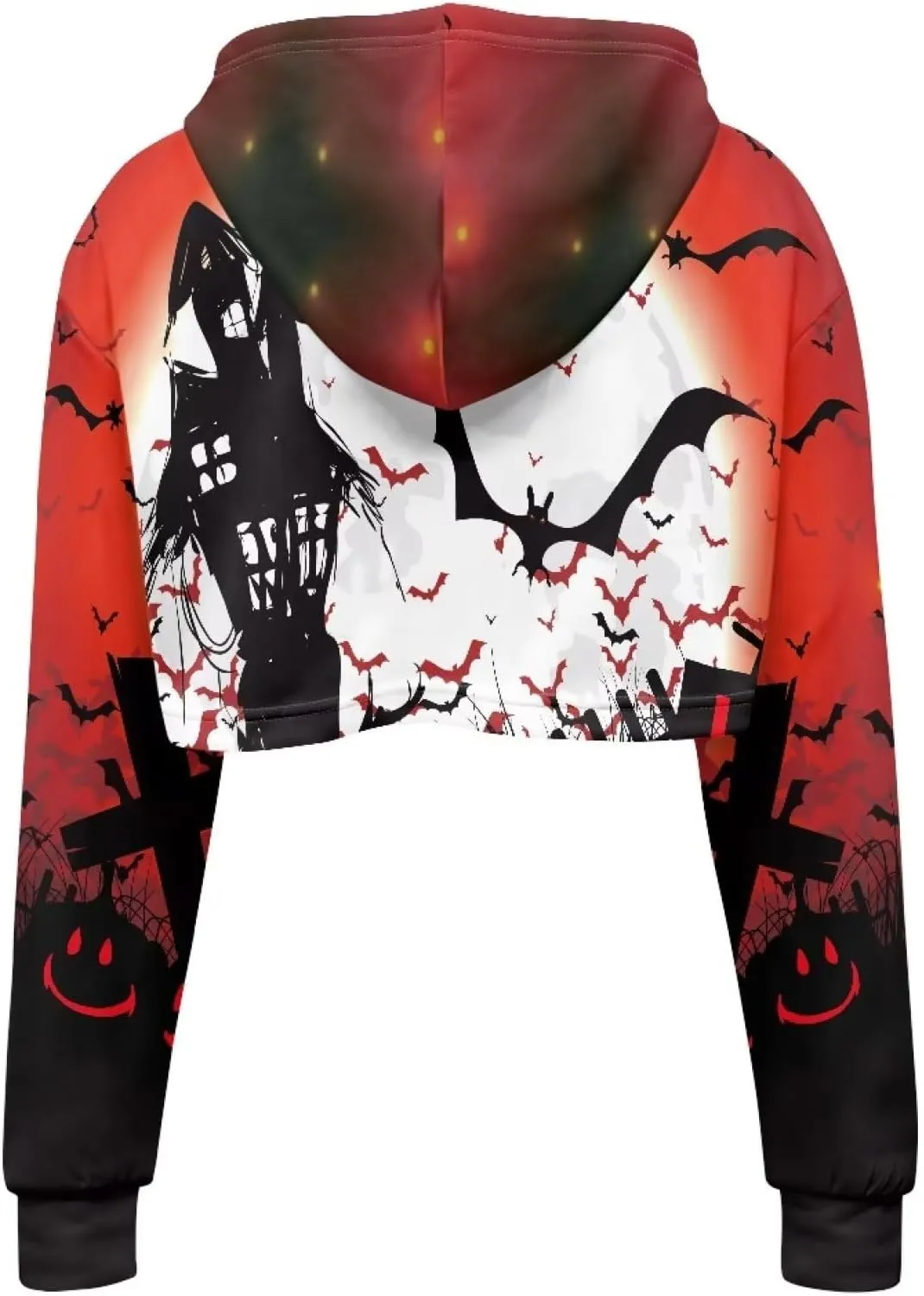 Womens Long Sleeve Crop Top Hoodies Drawstring Crop Top Sweatshirts for Teen Girls