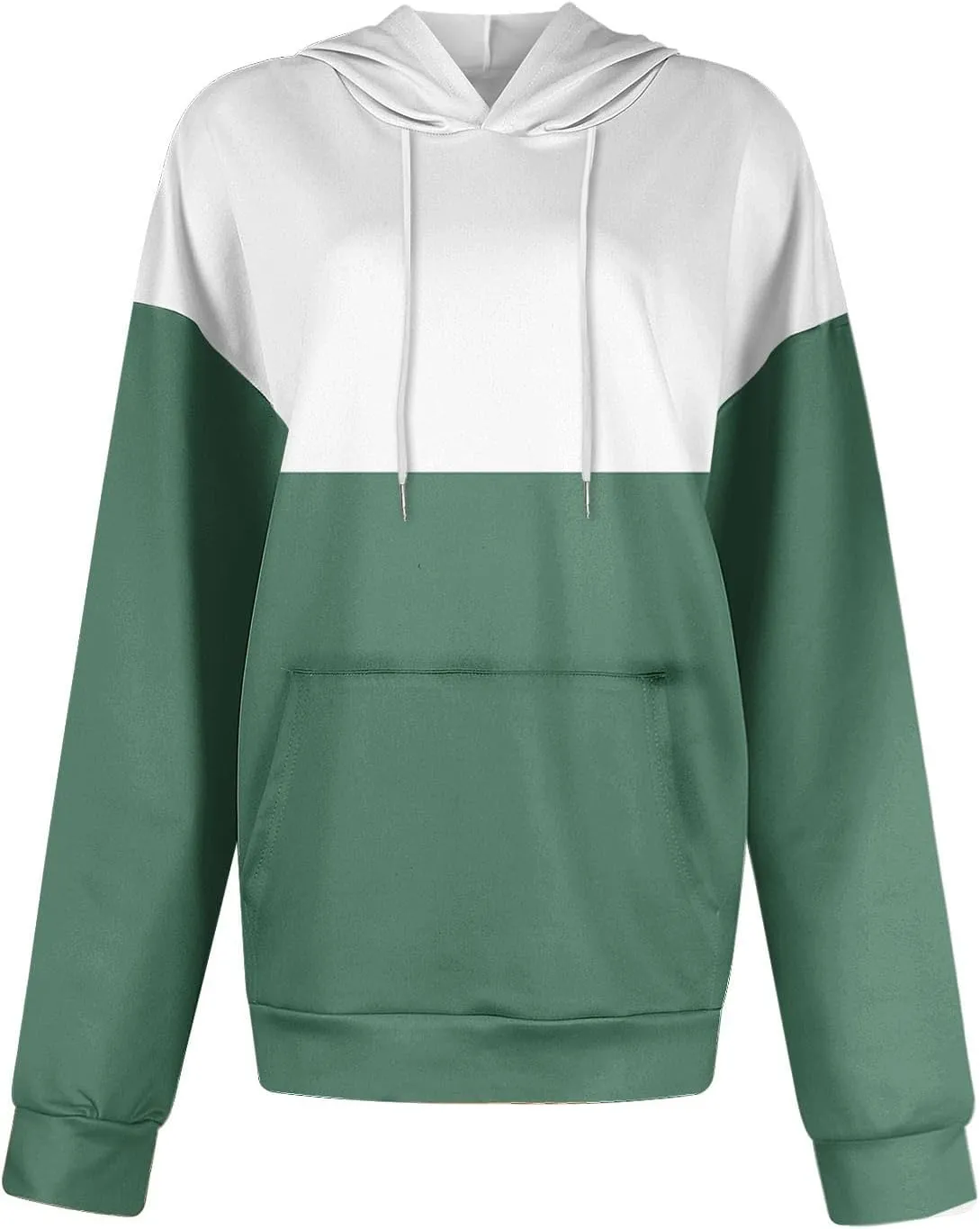 Women's Long sleeves Color Block Hoodie Tops Cute Casual Drawstring Loose Lightweight Tunic Pullover With Pockets