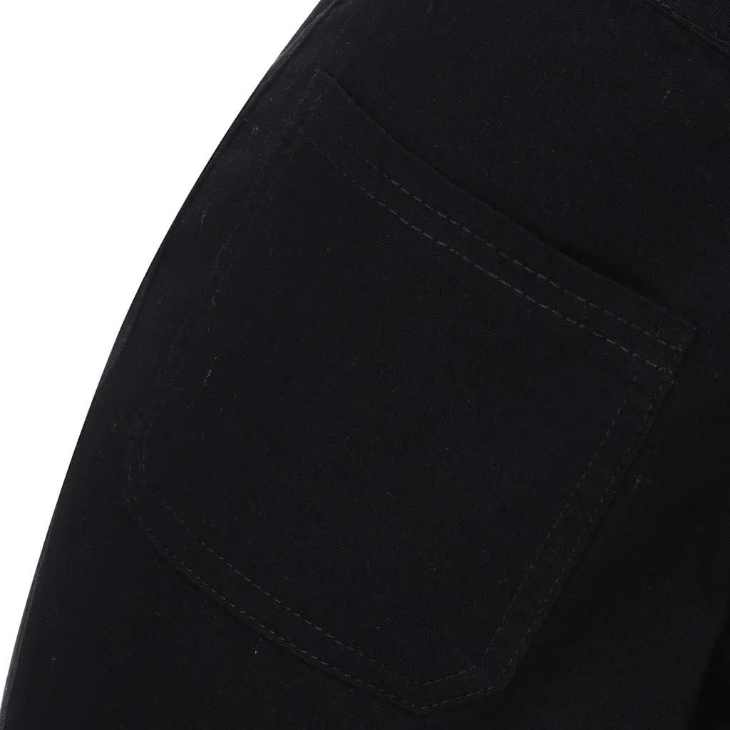 Womens Mid Waist Bell Jeans Trendy Straight Wide Leg Gradient Flare Denim Pants Front Button Slim Work Casual Trouser