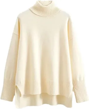 Women's Oversized Cashmere Turtleneck Sweater Chic Loose Fit Knit Pullover Thick Warm Casual Top