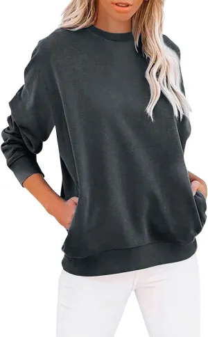 Womens Oversized Sweatshirts Fall Crewneck Long Sleeve Pullover Sweatshirt Trendy Lightweight Outdoors Tops