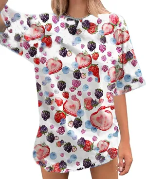 Womens Oversized T Shirts Strawberry Fruit Graphic Tees Summer Casual Loose Beach Vacation 2025 Clothes Tops