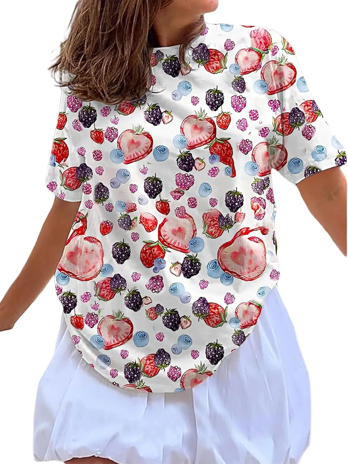 Womens Oversized T Shirts Strawberry Fruit Graphic Tees Summer Casual Loose Beach Vacation 2025 Clothes Tops