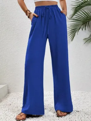 Women's Pants Womens Casual Wide Leg Pants High Waisted Button Down Straight Long Trousers Palazzo Pants