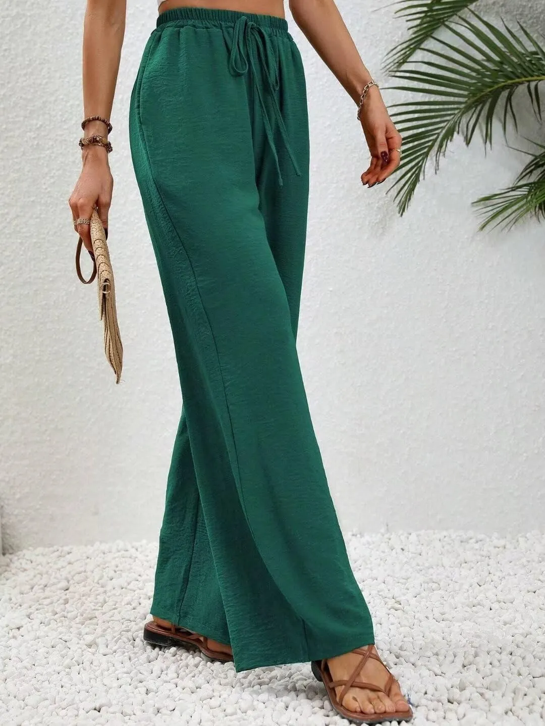 Women's Pants Womens Casual Wide Leg Pants High Waisted Button Down Straight Long Trousers Palazzo Pants