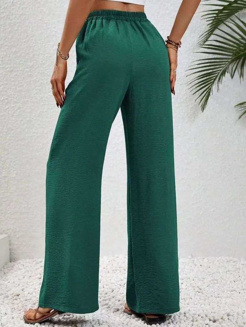 Women's Pants Womens Casual Wide Leg Pants High Waisted Button Down Straight Long Trousers Palazzo Pants