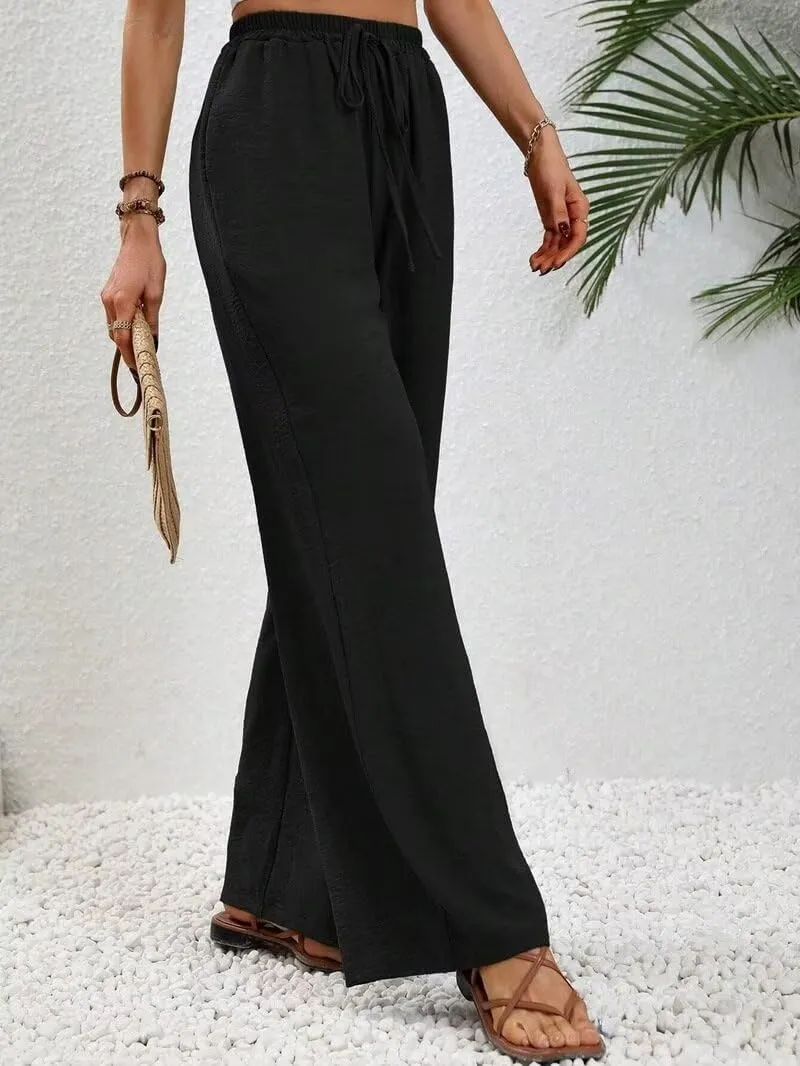 Women's Pants Womens Casual Wide Leg Pants High Waisted Button Down Straight Long Trousers Palazzo Pants