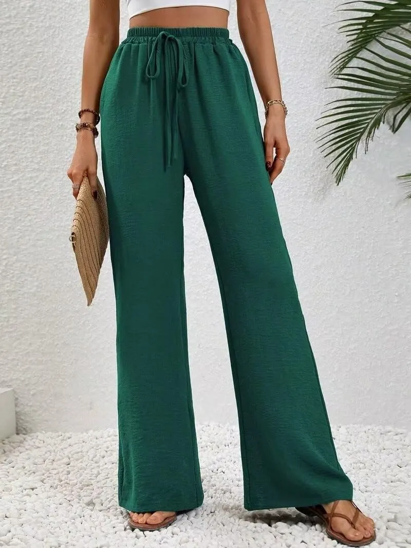 Women's Pants Womens Casual Wide Leg Pants High Waisted Button Down Straight Long Trousers Palazzo Pants
