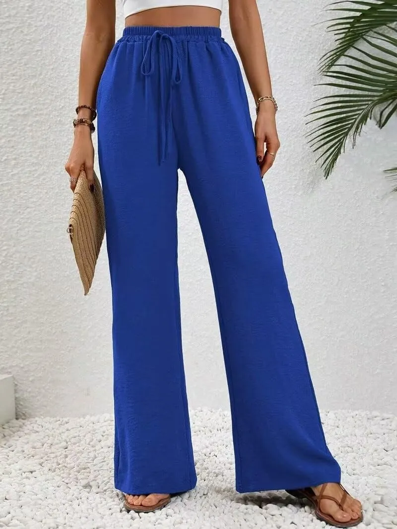 Women's Pants Womens Casual Wide Leg Pants High Waisted Button Down Straight Long Trousers Palazzo Pants