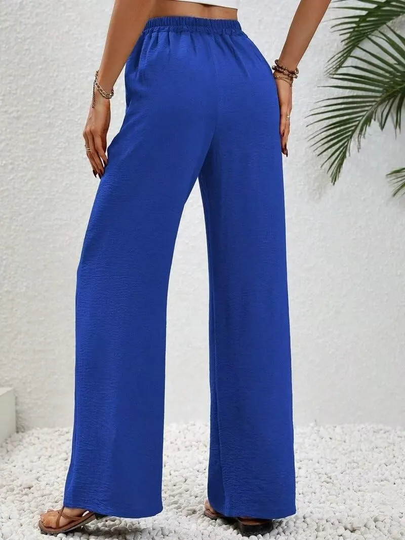 Women's Pants Womens Casual Wide Leg Pants High Waisted Button Down Straight Long Trousers Palazzo Pants