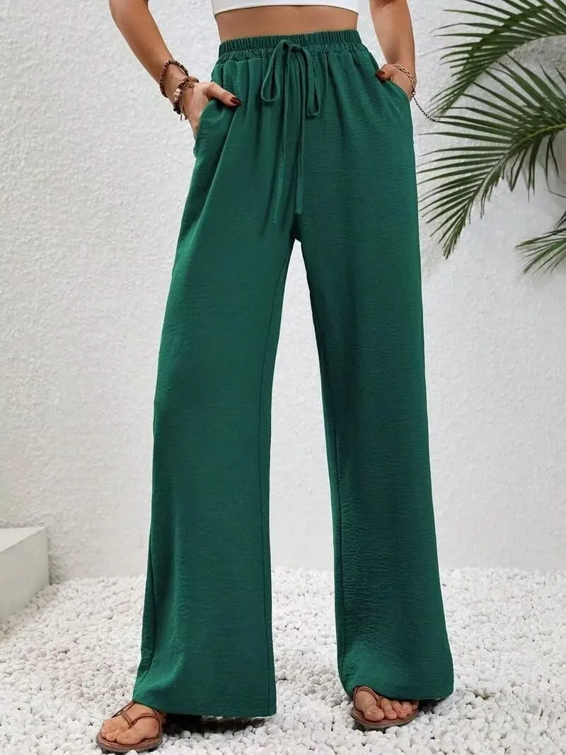 Women's Pants Womens Casual Wide Leg Pants High Waisted Button Down Straight Long Trousers Palazzo Pants