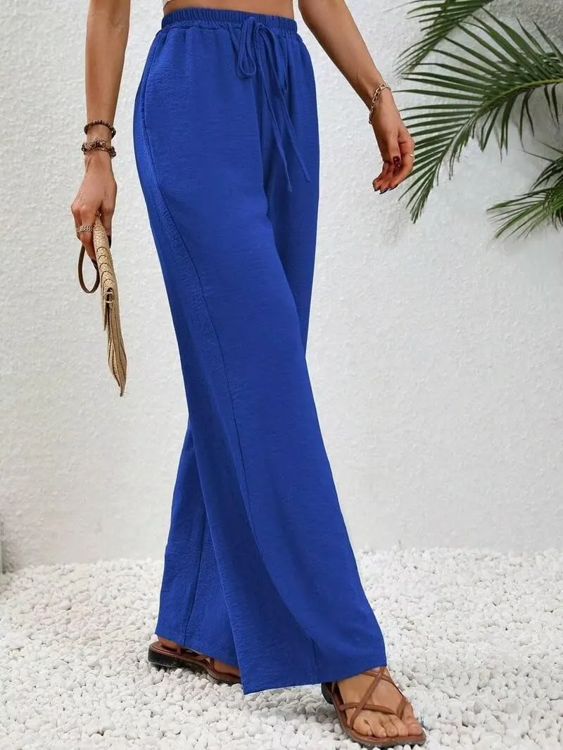 Women's Pants Womens Casual Wide Leg Pants High Waisted Button Down Straight Long Trousers Palazzo Pants