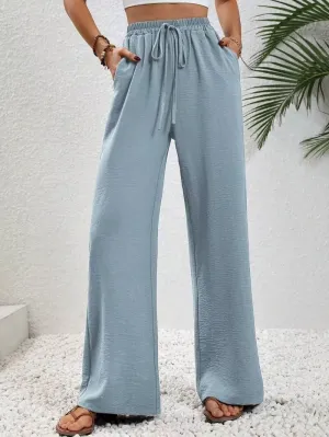 Women's Pants Womens Casual Wide Leg Pants High Waisted Button Down Straight Long Trousers Palazzo Pants