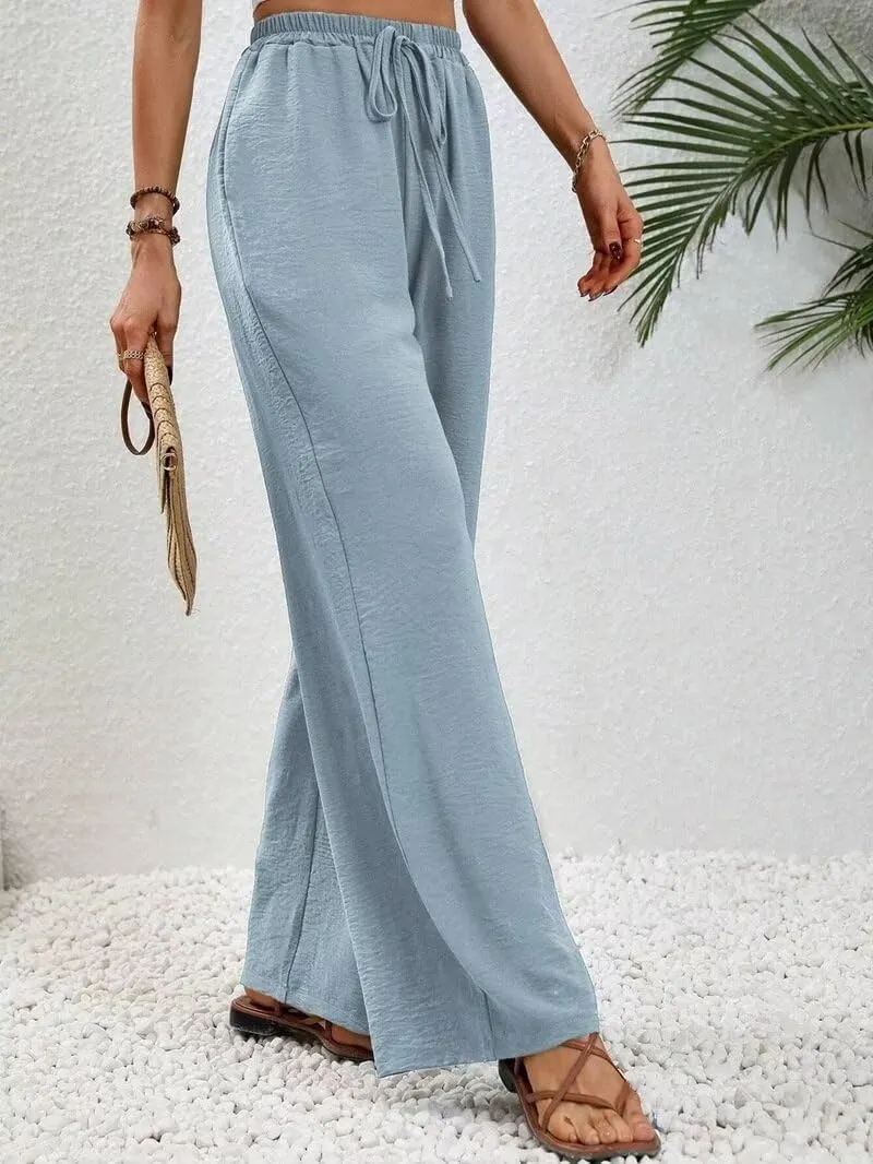 Women's Pants Womens Casual Wide Leg Pants High Waisted Button Down Straight Long Trousers Palazzo Pants