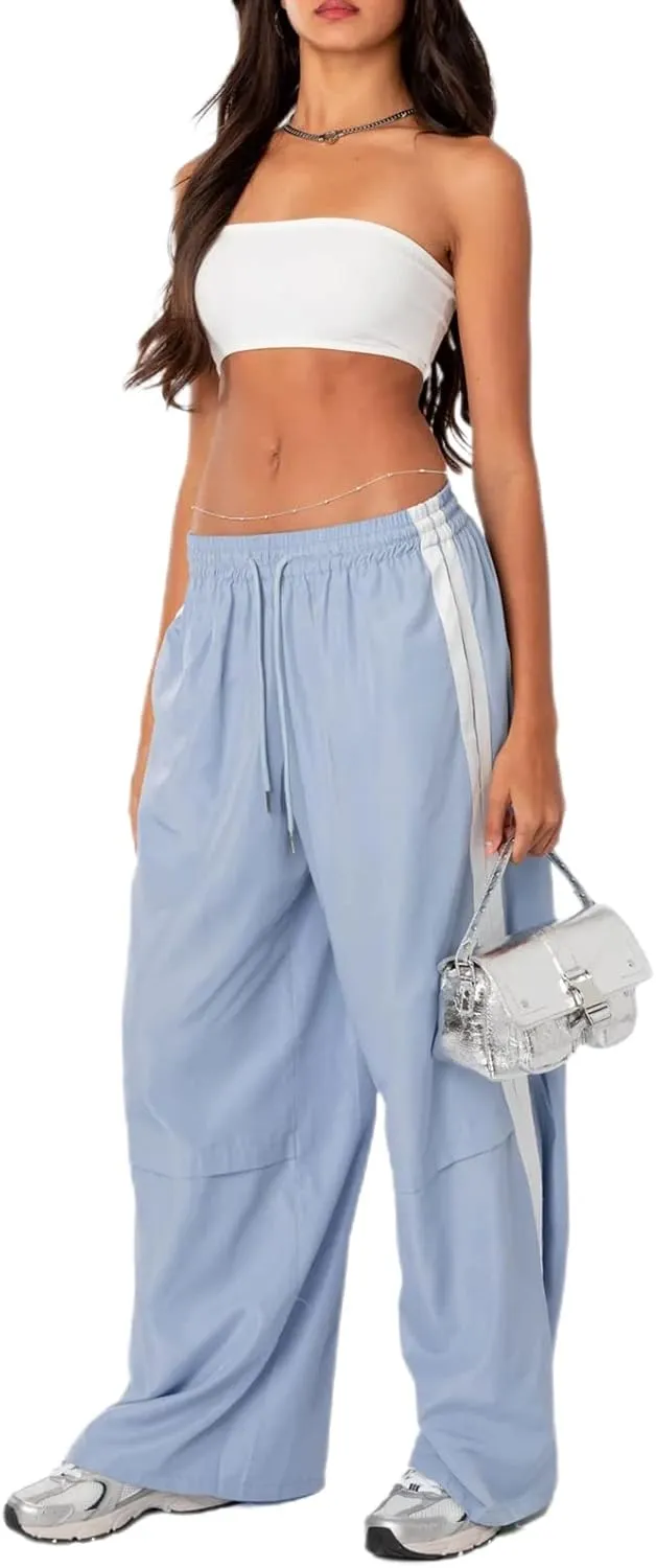 Women's Parachute Pants Casual Loose Elastic Waist Casual Y2K Jogger Outing Sweatpants Streetwear