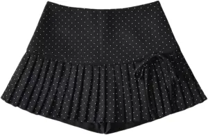 Women's Polka Dot High-Waisted Pleated A-Line Mini Skirt with Lined Shorts