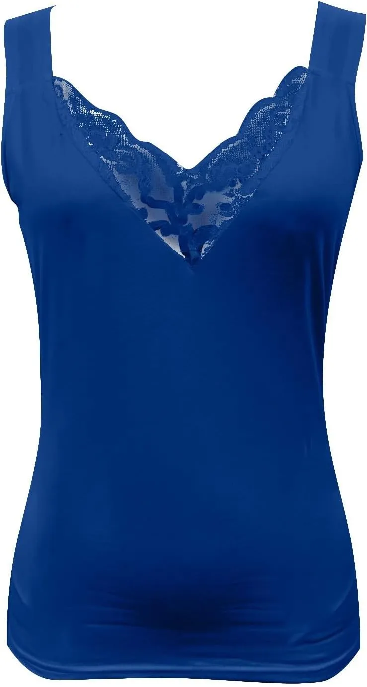 Women's Sexy Lace Camisole Tank Tops 2025 Summer V Neck Solid Color Vest Slim Fit Seamless Shirts