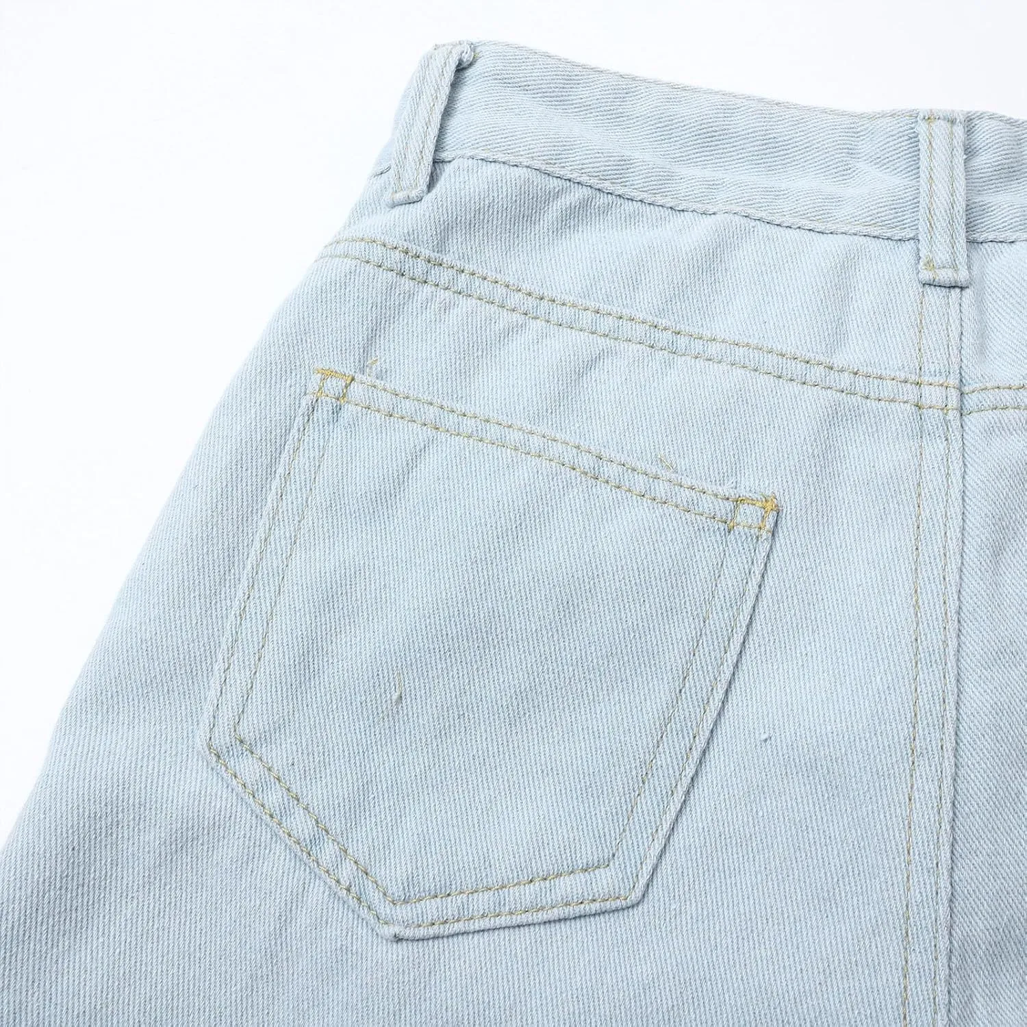 Womens Straight Wide Leg Jean 2025 Trendy High Waiste Button Denim Pants Daily Running Exercise Sports Casual Trouser