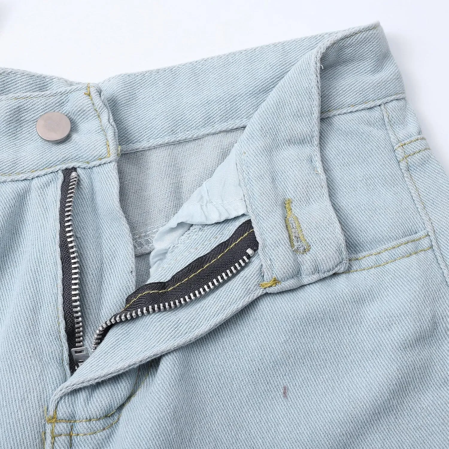 Womens Straight Wide Leg Jean 2025 Trendy High Waiste Button Denim Pants Daily Running Exercise Sports Casual Trouser