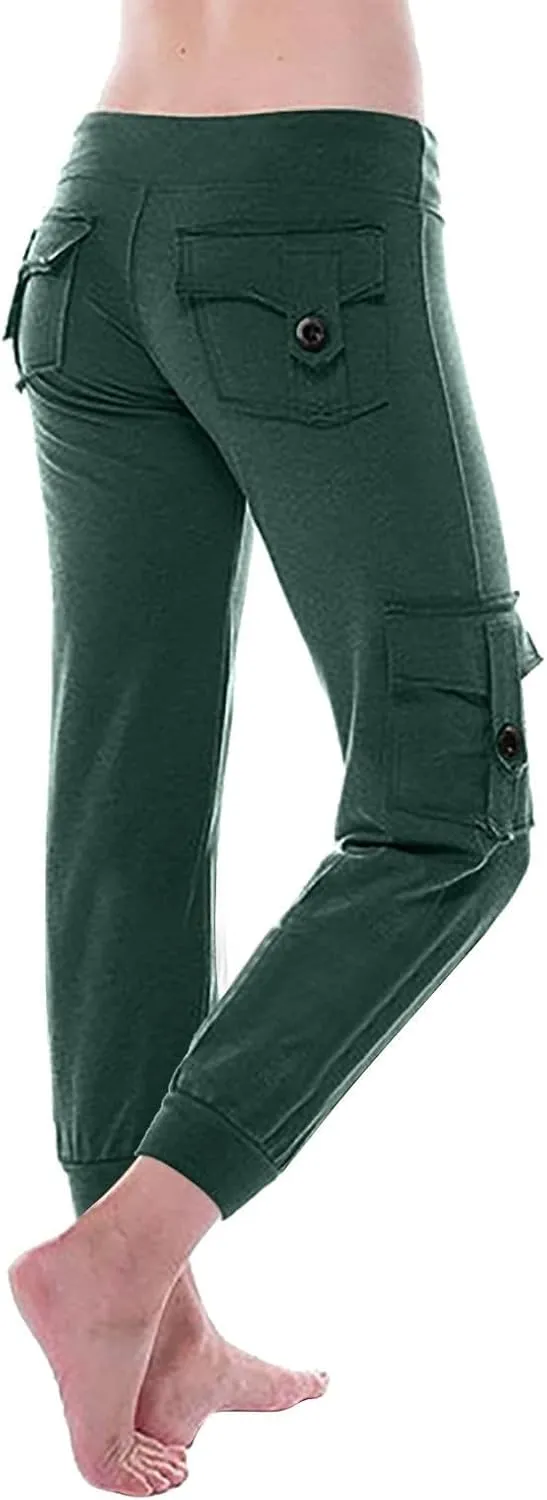 Women's Stretch High Waist Yoga Pant Trendy Daily Home Lounge Gym Fitness Sweatpants Office Work Dress Casual Trouser
