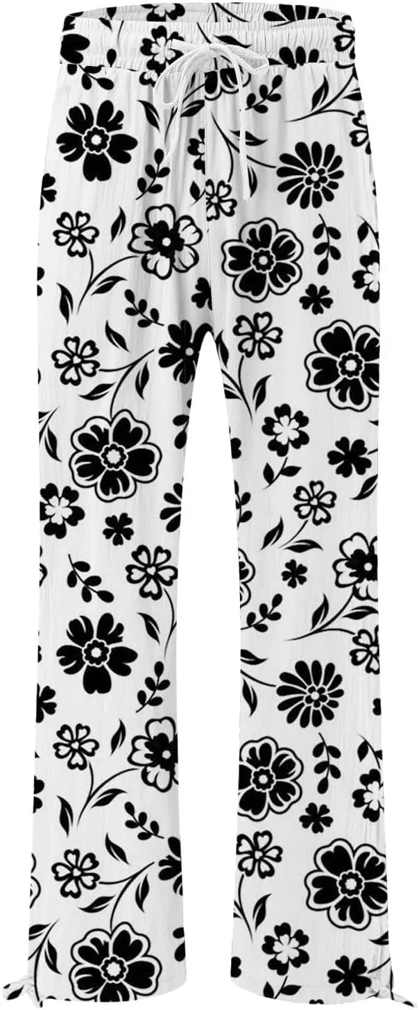 Womens Tie Dye Palazzo Pants Stylish Summer Vacation Beach Boho Flowy Casual Trouser Wide-Leg Stretchy Waistband Pant