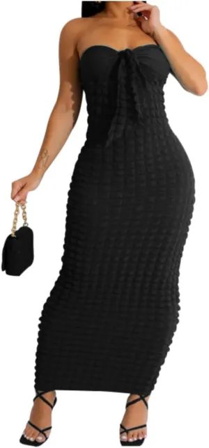 Women's Tie Knot Front Off Shoulder Bodycon Midi Dress Backless Sheath V Neck Bodycon Summer Night Party Dresses