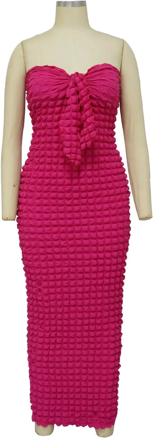 Women's Tie Knot Front Off Shoulder Bodycon Midi Dress Backless Sheath V Neck Bodycon Summer Night Party Dresses