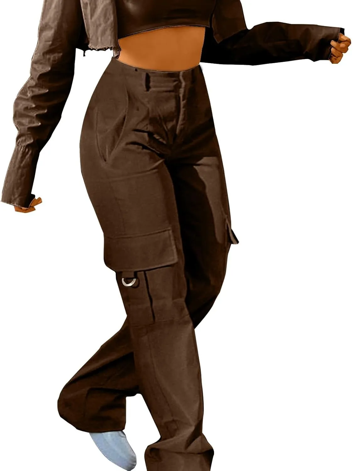 Women's Tummy Control Cargo Pants Trendy Going Out Hiking Joggers Sports Y2k Sweatpants Oversized Drawstring Trousers