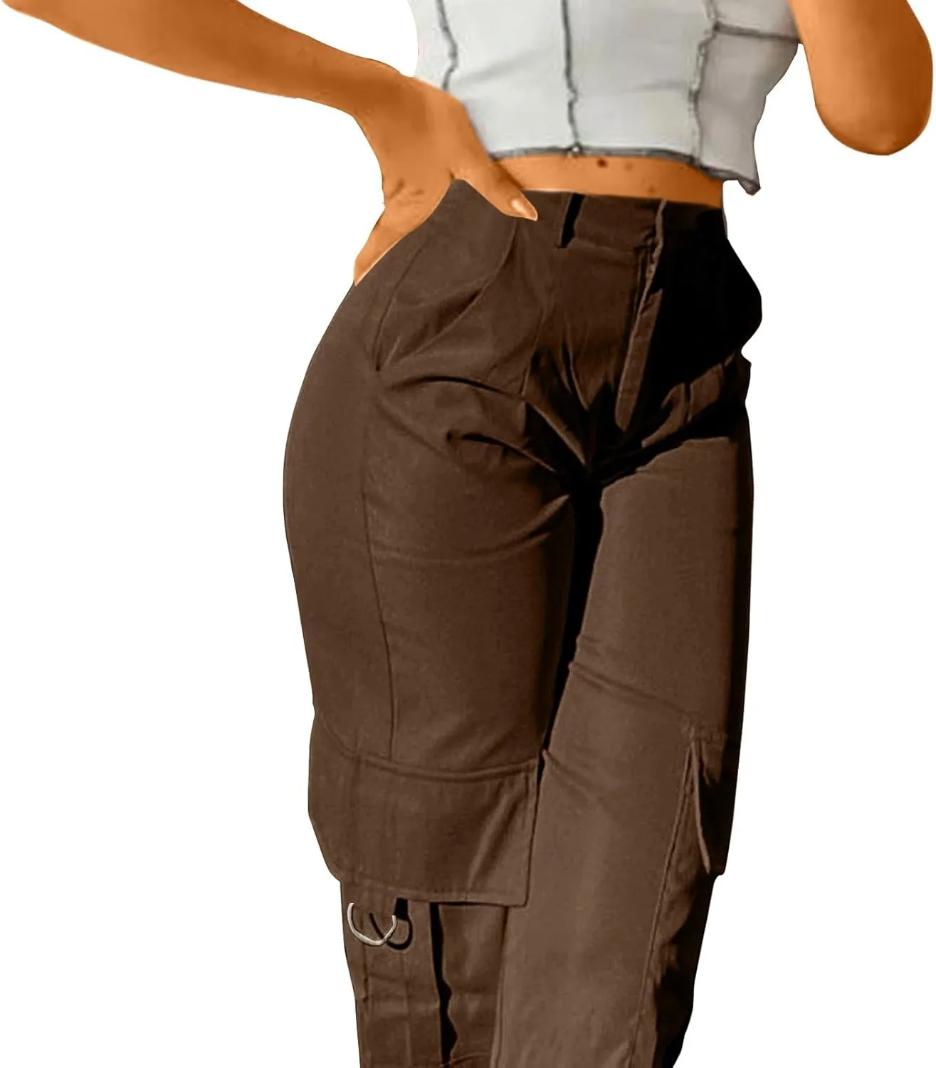 Women's Tummy Control Cargo Pants Trendy Going Out Hiking Joggers Sports Y2k Sweatpants Oversized Drawstring Trousers