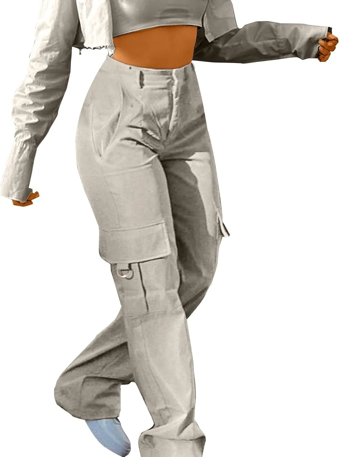 Women's Tummy Control Cargo Pants Trendy Going Out Hiking Joggers Sports Y2k Sweatpants Oversized Drawstring Trousers