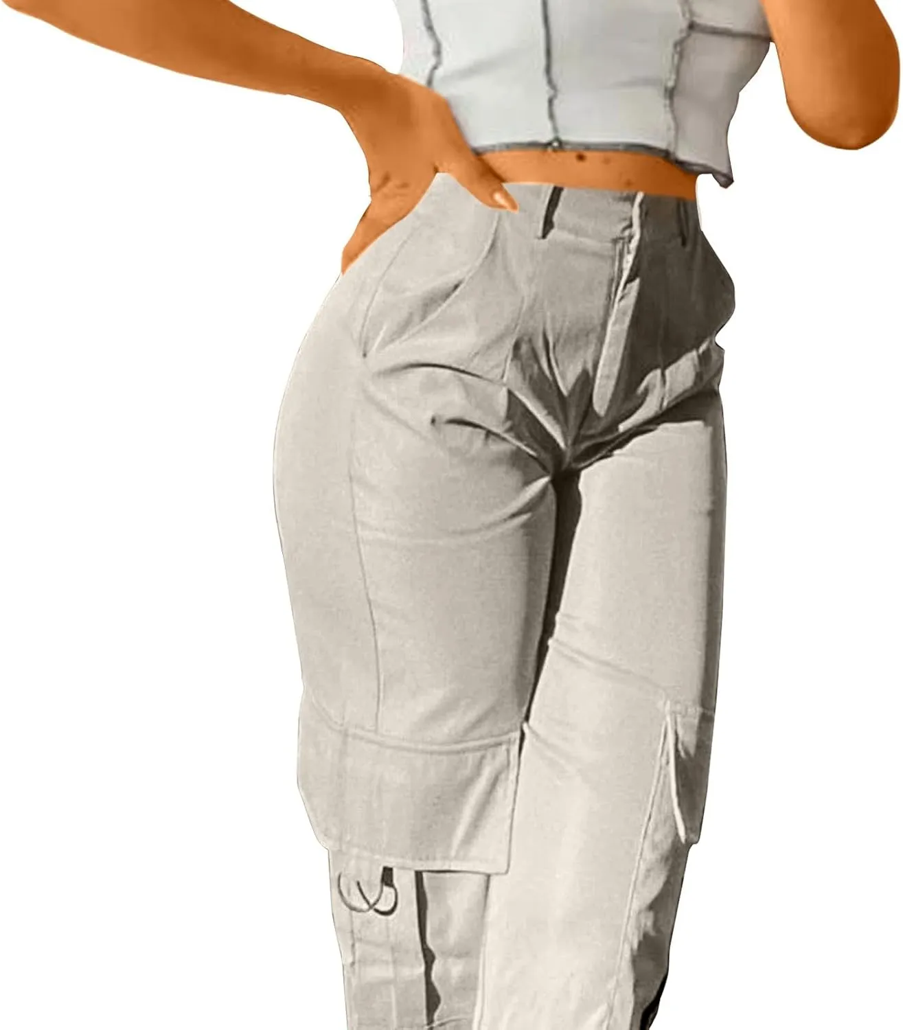 Women's Tummy Control Cargo Pants Trendy Going Out Hiking Joggers Sports Y2k Sweatpants Oversized Drawstring Trousers