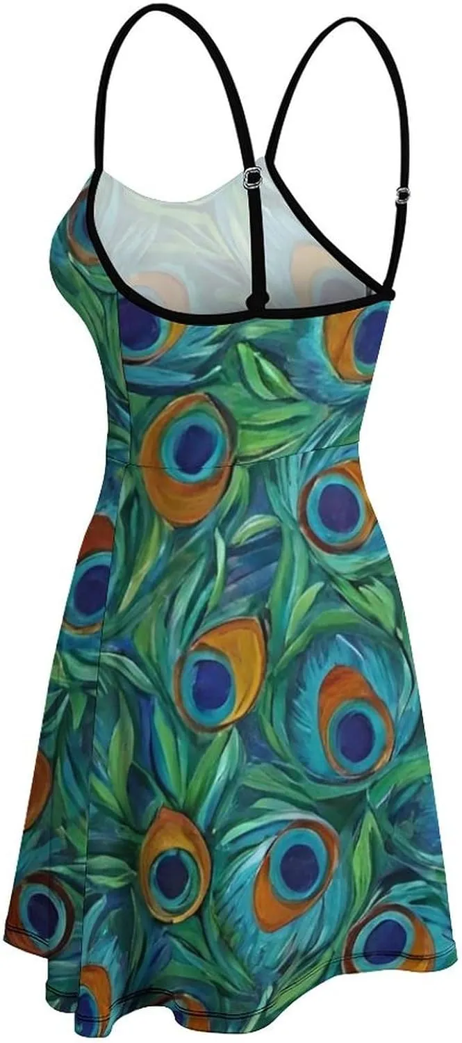 Women's U-Neck Sleeveless Loose Comfy Swing Sundress for Party Beach Date