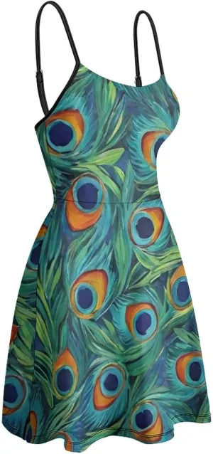 Women's U-Neck Sleeveless Loose Comfy Swing Sundress for Party Beach Date