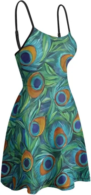Women's U-Neck Sleeveless Loose Comfy Swing Sundress for Party Beach Date