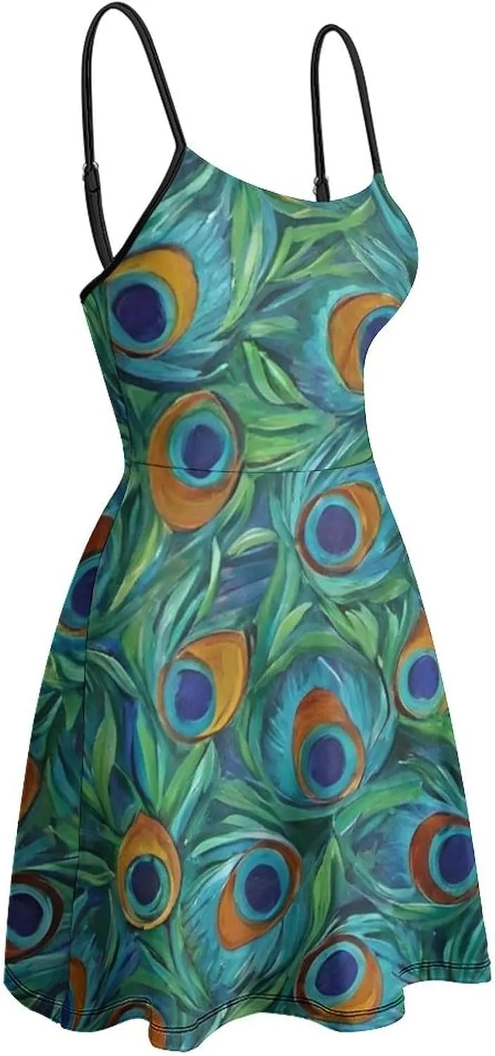 Women's U-Neck Sleeveless Loose Comfy Swing Sundress for Party Beach Date