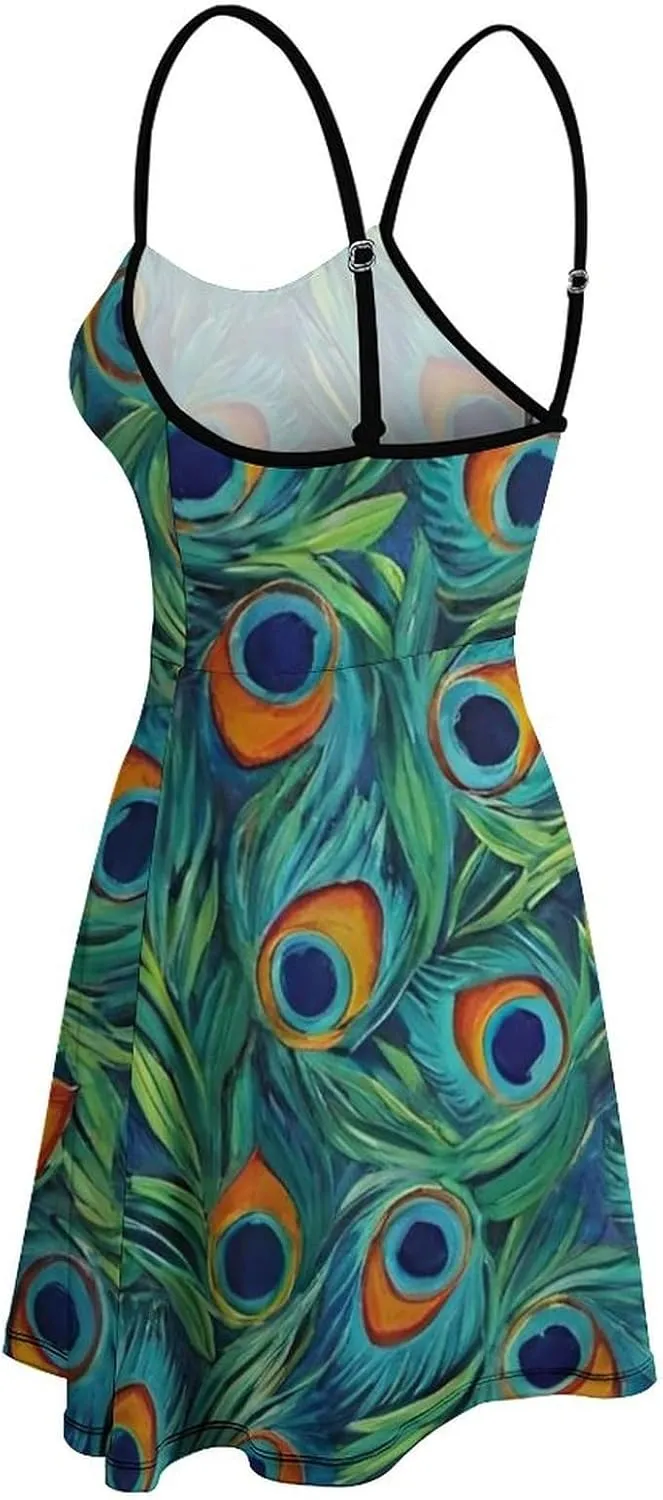 Women's U-Neck Sleeveless Loose Comfy Swing Sundress for Party Beach Date