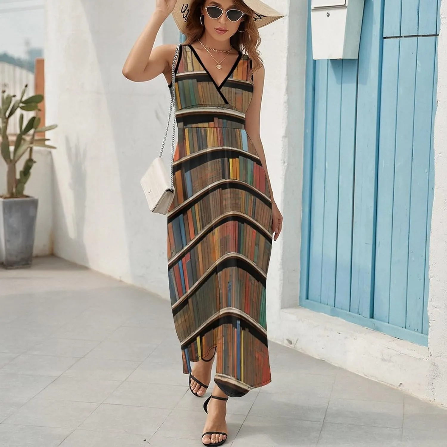 Women's V-Neck Sleeveless Flowy Long Dress for Party Beach Date