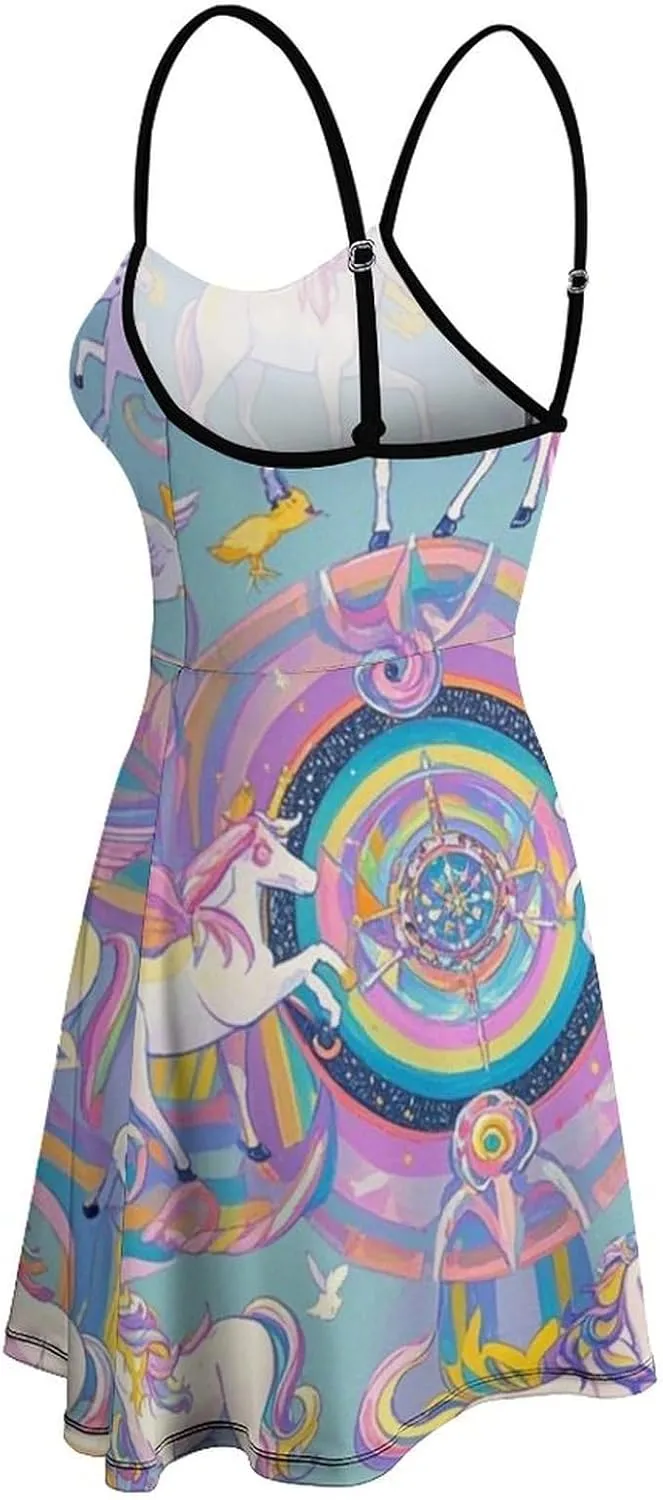 Women's V-Neck Sleeveless Loose Comfy Swing Sundress for Party Beach Date