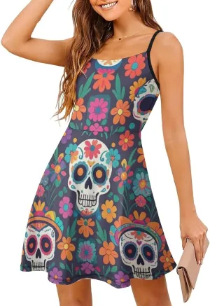 Women's V-Neck Sleeveless Loose Comfy Swing Sundress for Party Beach Date