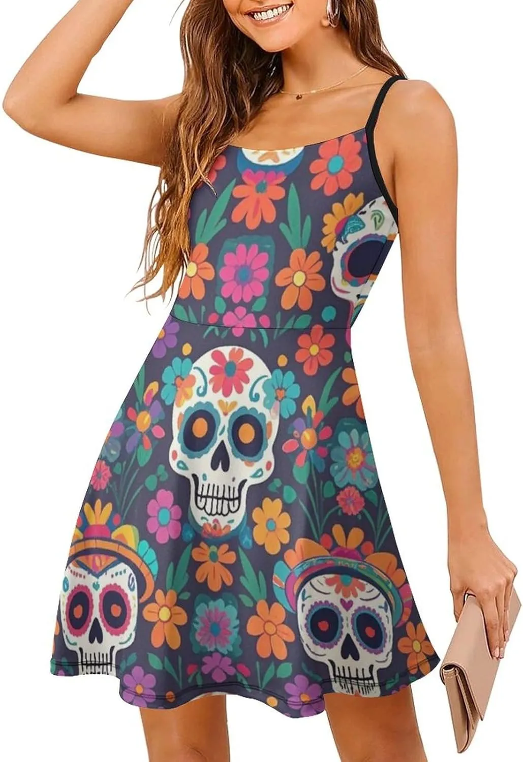 Women's V-Neck Sleeveless Loose Comfy Swing Sundress for Party Beach Date