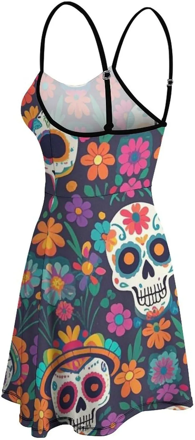 Women's V-Neck Sleeveless Loose Comfy Swing Sundress for Party Beach Date